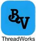 A blue and black logo for threadworks