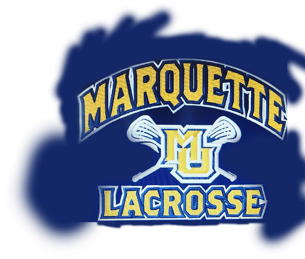 A marquette lacrosse team logo on a green background.